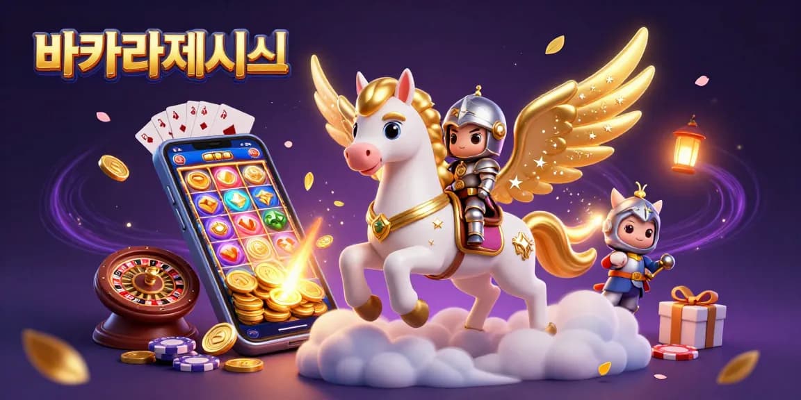 바카라사이트에서 슬롯 게임으로 승리하는 씬을 묘사한 3D 일러스트레이션입니다.