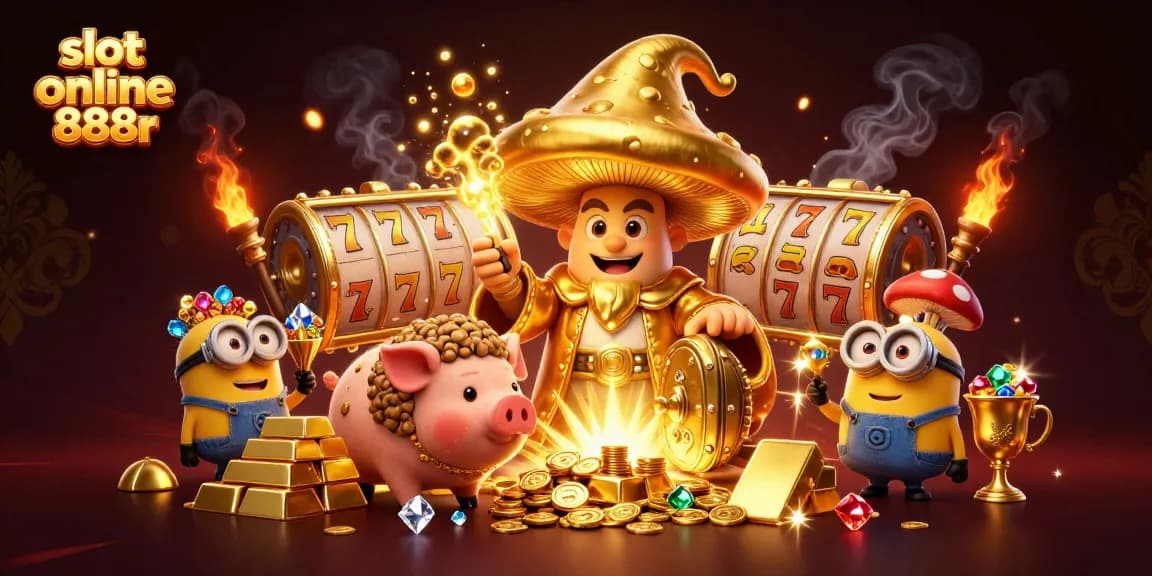 Win big with slot online 888r featuring a golden mushroom wizard and treasure galore!