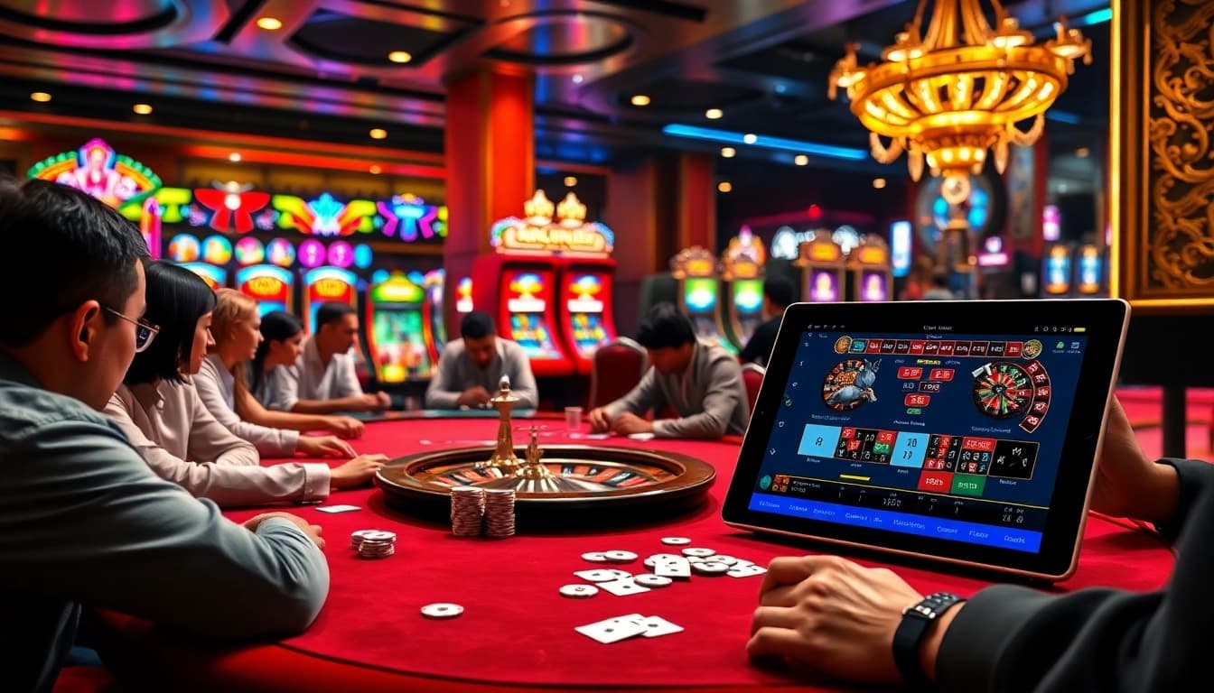 Exciting gambling action at https://www.vvjl11.com/ poker table with vibrant chips and cards.