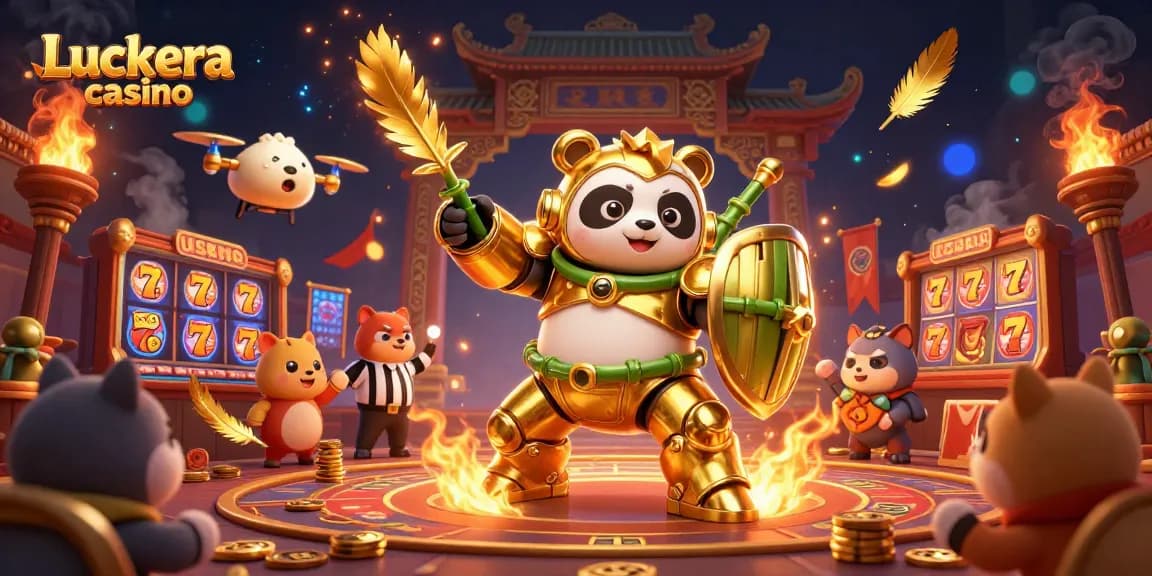 Experience thrilling action with Luckera casino's vibrant 3D illustration featuring an intense mech battle.