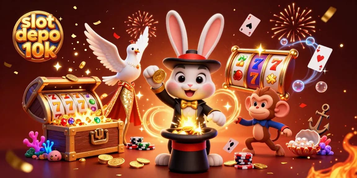 Experience the thrill of winning with slot depo 10k in this vibrant 3D casino illustration.