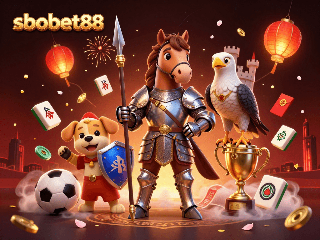 Experience thrilling sports betting with sbobet88 through this engaging 3D illustration featuring action-packed elements.