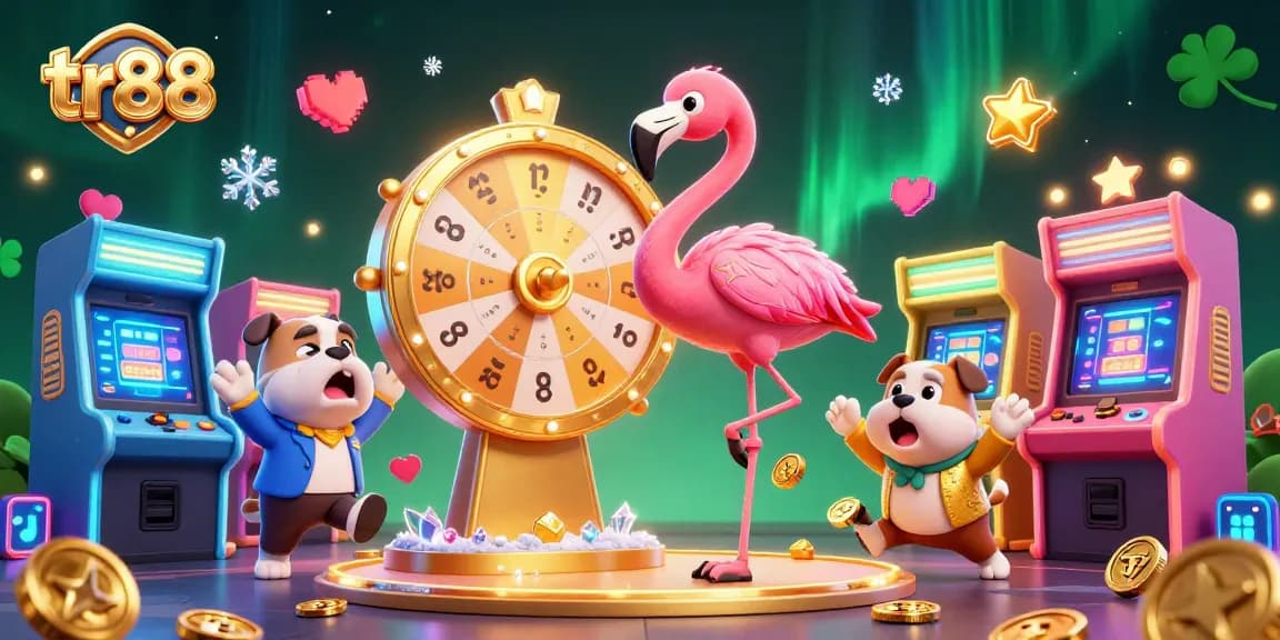 Experience thrilling gameplay at tr88 with vibrant arcade machines and a dazzling prize wheel.