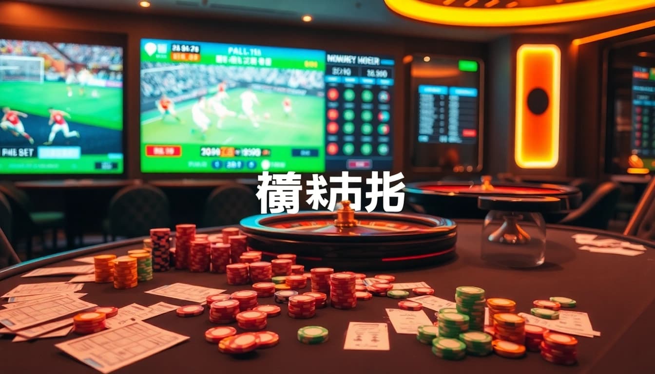 เทคนิคแทงบอล showcased at an exciting modern sports betting lounge with vibrant atmosphere