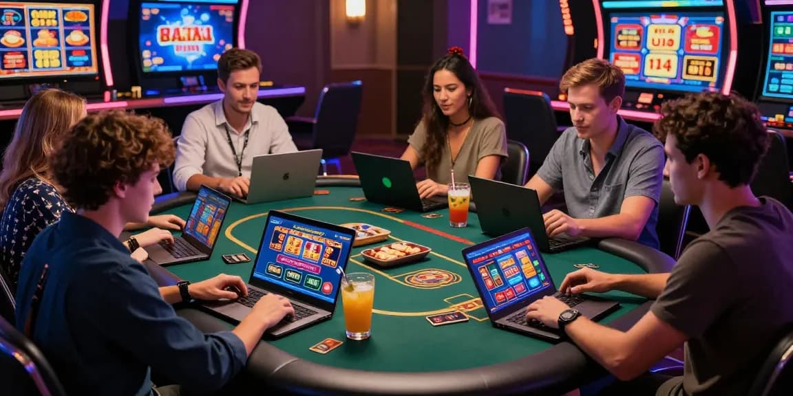 Exploring top online casinos at https://dea.org.uk with diverse players enjoying credit card gaming.