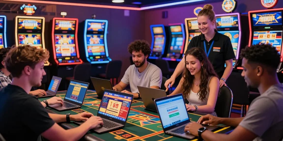 Engaging scene at https://lctltd.co.uk showcasing players enjoying credit card casinos with vibrant gaming machines.