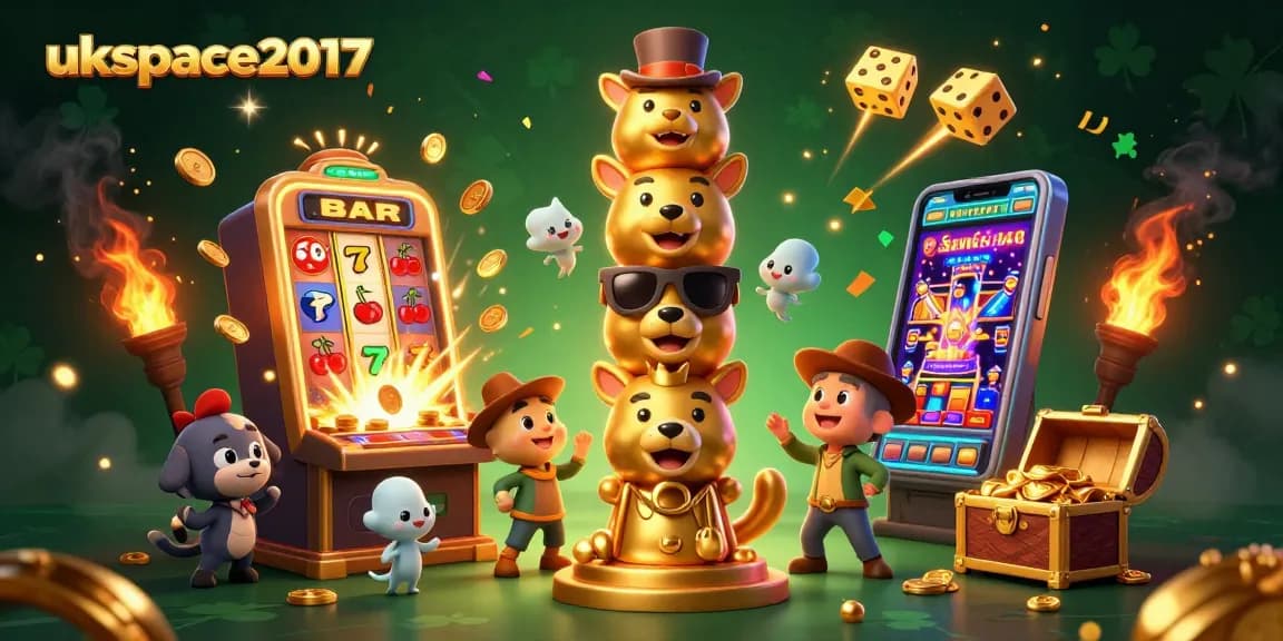 Experience the exciting thrills at ukspace2017 with lively casino characters and jackpot symbols.