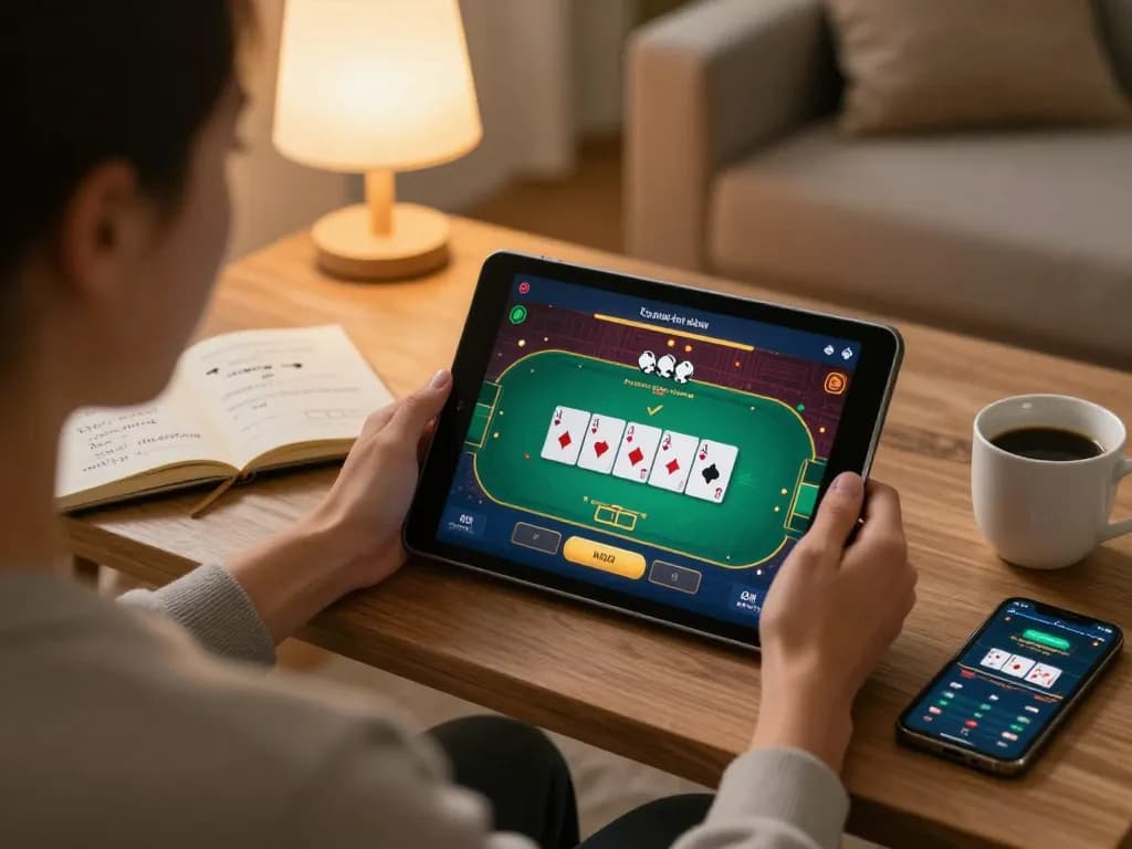 Experience seamless online gambling with YowesJP poker gameplay on a tablet at home