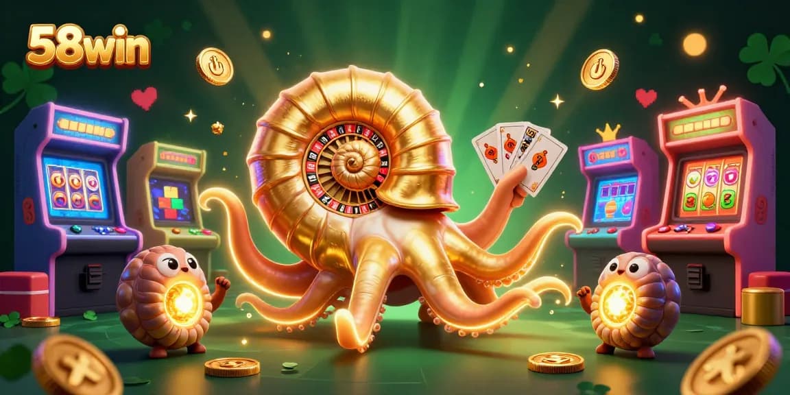 Play exciting games at 58win with the vibrant nautilus roulette wheel and colorful gaming machines.