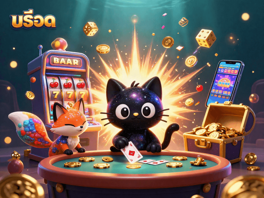 Engage withสล็อต as a cosmic black hole cat mesmerizes players at a dynamic casino table.