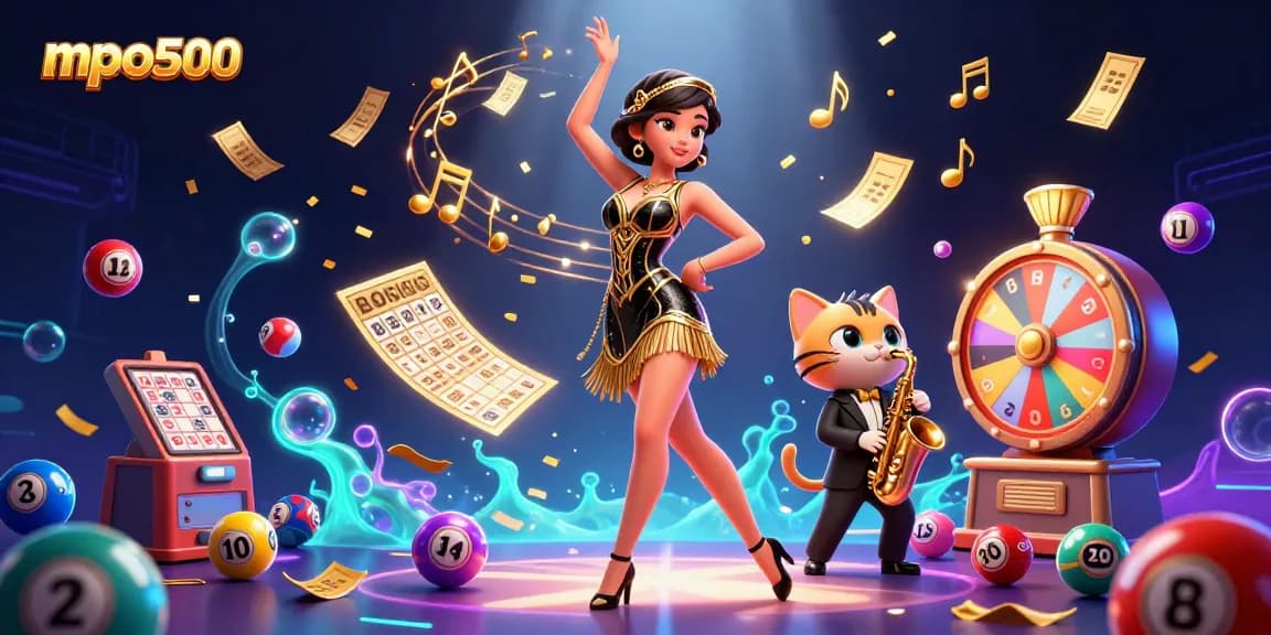 Experience the thrill of mpo500 with engaging gameplay featuring a flapper dancer and a music-playing cat.