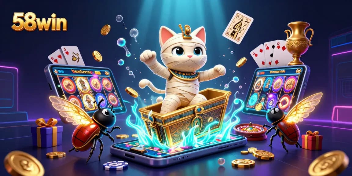 Experience thrilling gaming action at 58win with a dynamic pyramid casino scene.