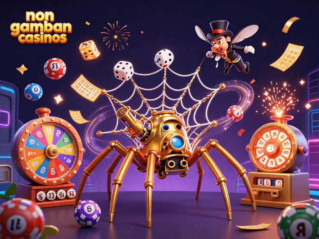 Engage with non gamban casinos through spins, colorful lottery balls, and festive elements.