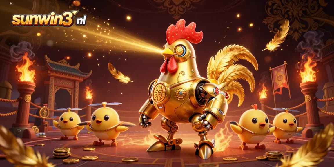 Experience exhilarating gaming at sunwin3 nl with the golden rooster robot and baby chick drones, igniting excitement.
