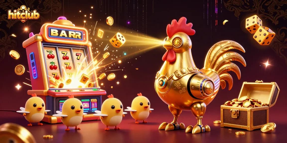 Experience hitclub's exciting jackpot with a golden rooster robot igniting the casino scene!
