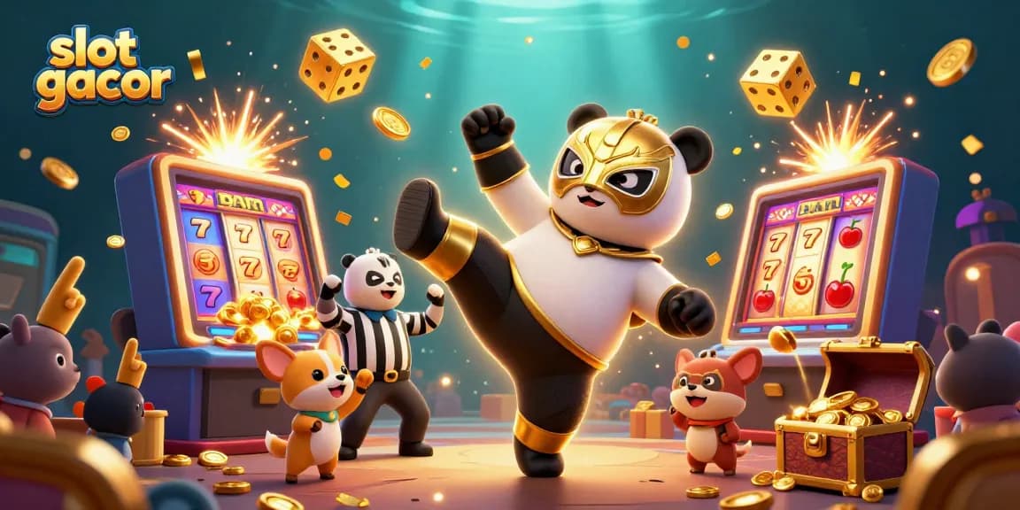 Menangkan slot gacor dengan karakter panda pegulat terbang di mesin slot meledak penuh koin.