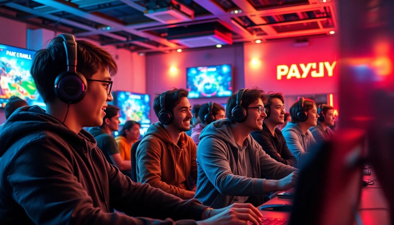 Menangkan hadiah menarik dengan PAKDE4D game di ruangan gaming yang modern dan dinamis.