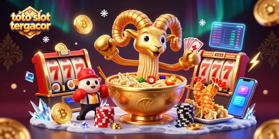 Experience exciting games at toto slot tergacor, featuring a vibrant 3D illustration of slot action with unique characters.