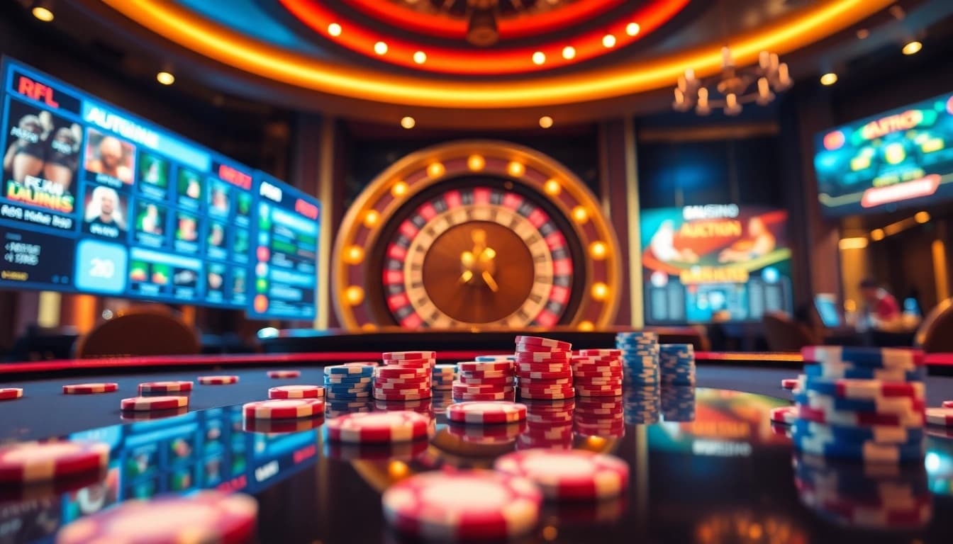 Experience high-stakes gameplay at RR88 Auction with vibrant casino tables and dynamic betting interfaces.