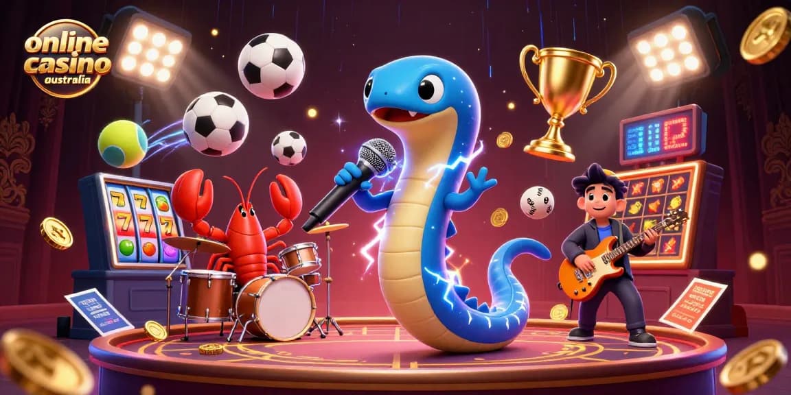 Experience thrilling action at online casino Australia with a vibrant 3D DJ eel performing underwater.