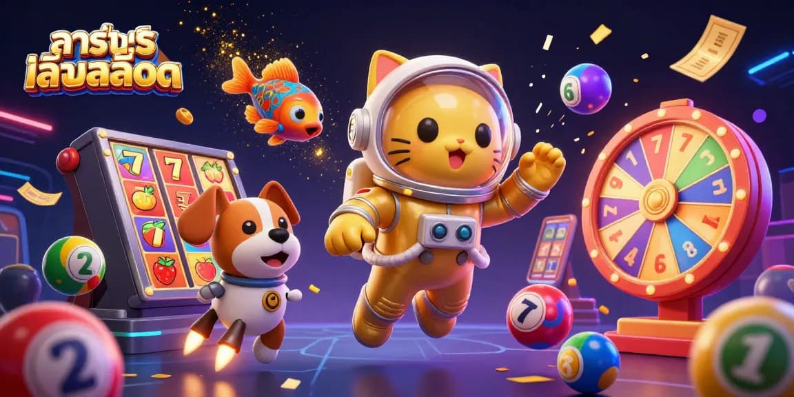 Play ทดลองเล่นสล็อต with vibrant reels, a lively cat astronaut, and engaging casino elements.