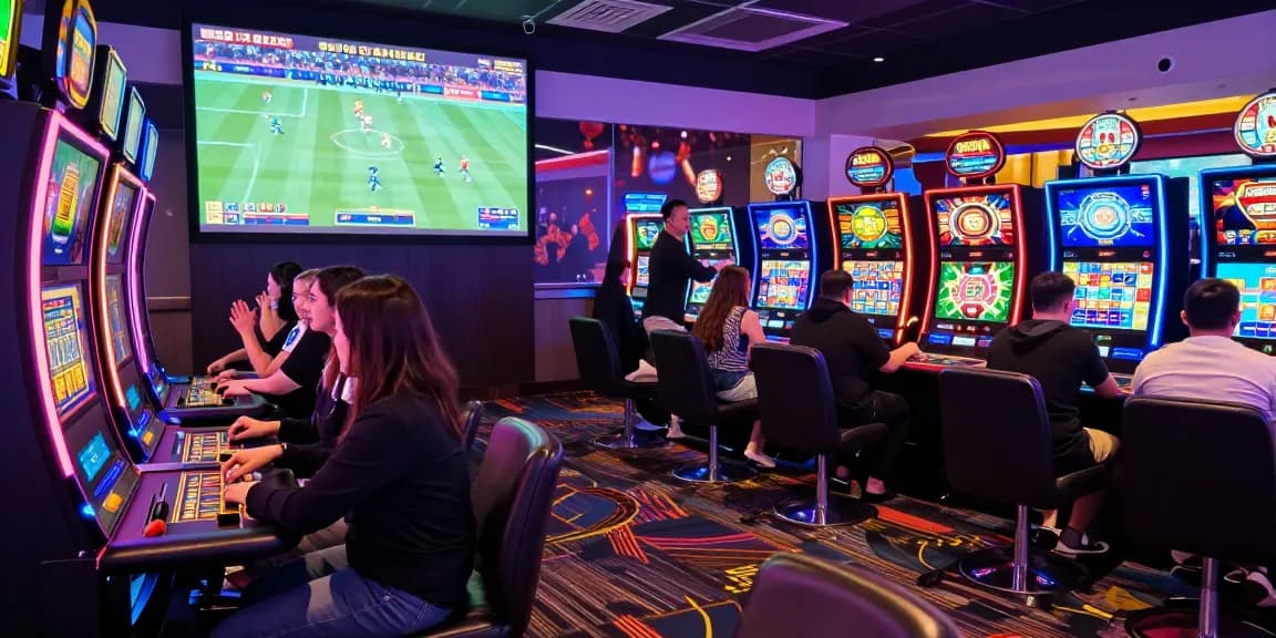 Exciting casino gaming atmosphere at https://open88.games/ with players celebrating wins and engaging at various gaming tables.