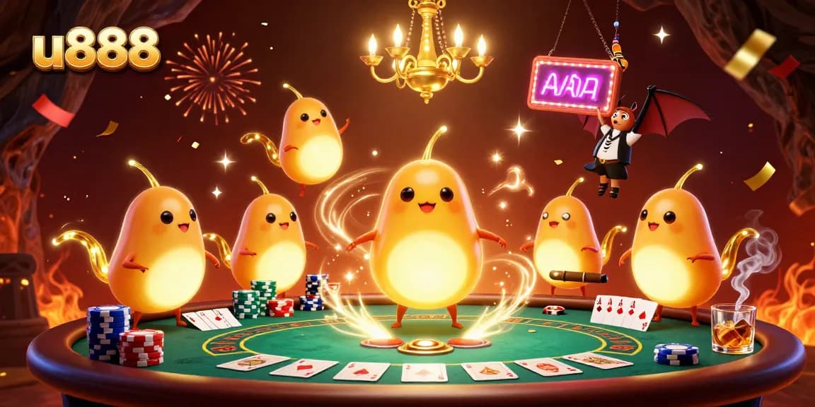 Experience thrilling gaming at u888 with vibrant glowworms lighting the casino atmosphere.
