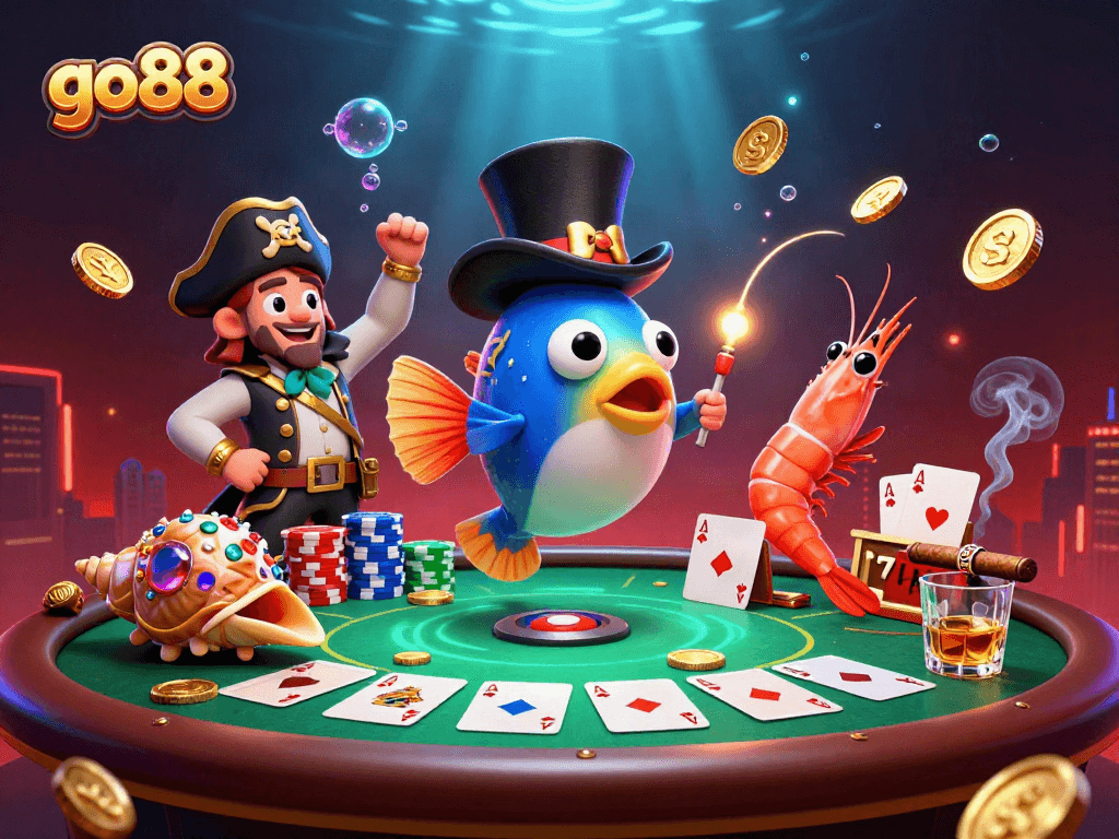 Join the excitement at go88 with vibrant casino characters and dynamic poker elements.