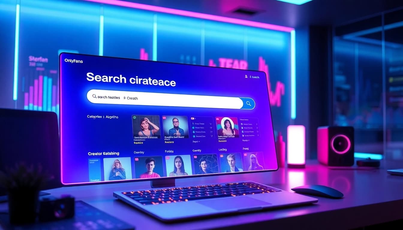 OnlyFans Search engine interface showcasing vibrant profiles and filters.
