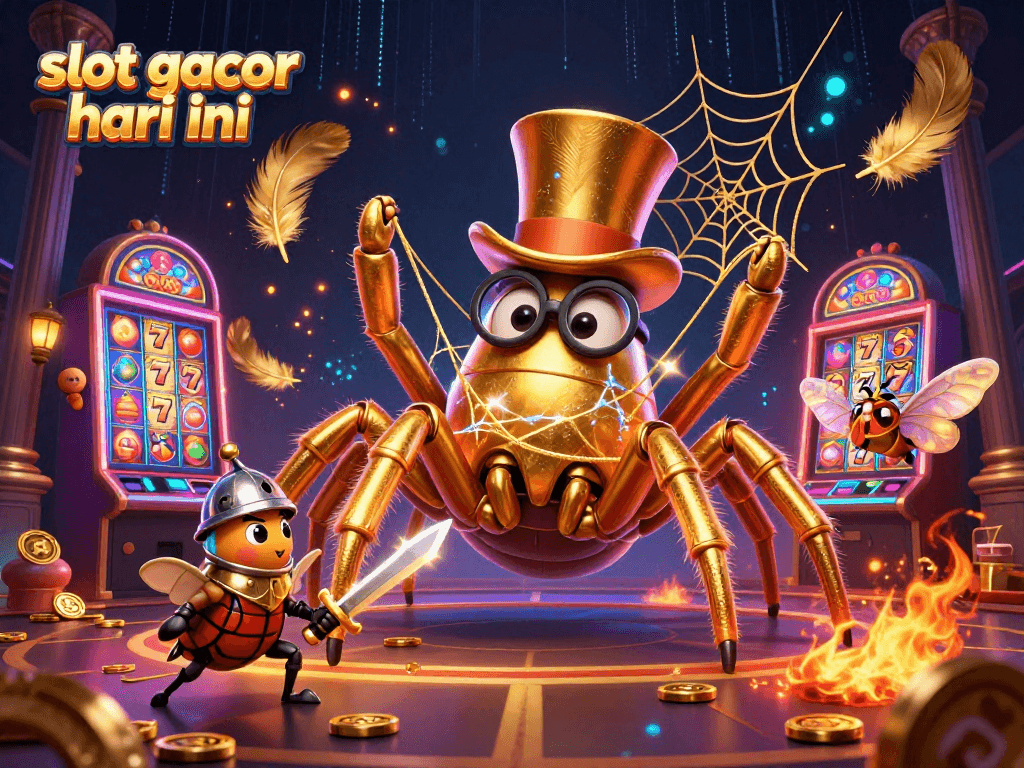 Engage in thrilling slot gacor hari ini action with a fantastical 3D scene featuring vibrant characters and dynamic game elements.