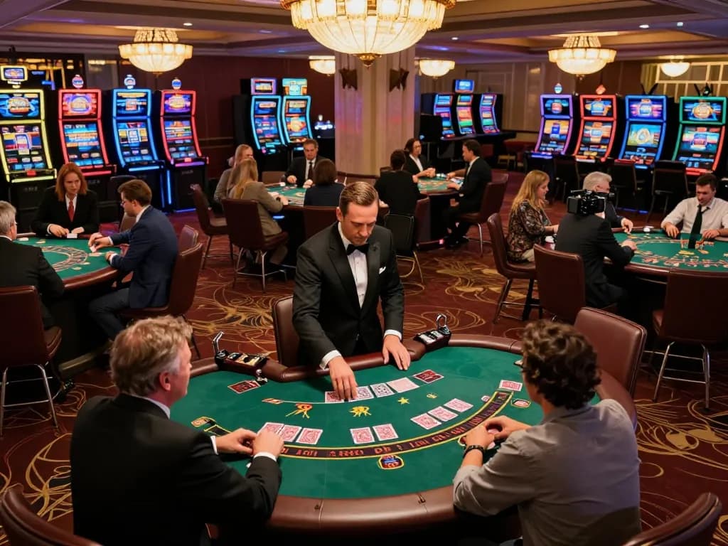 Players strategically betting at z16 blackjack tables in a vibrant casino atmosphere.