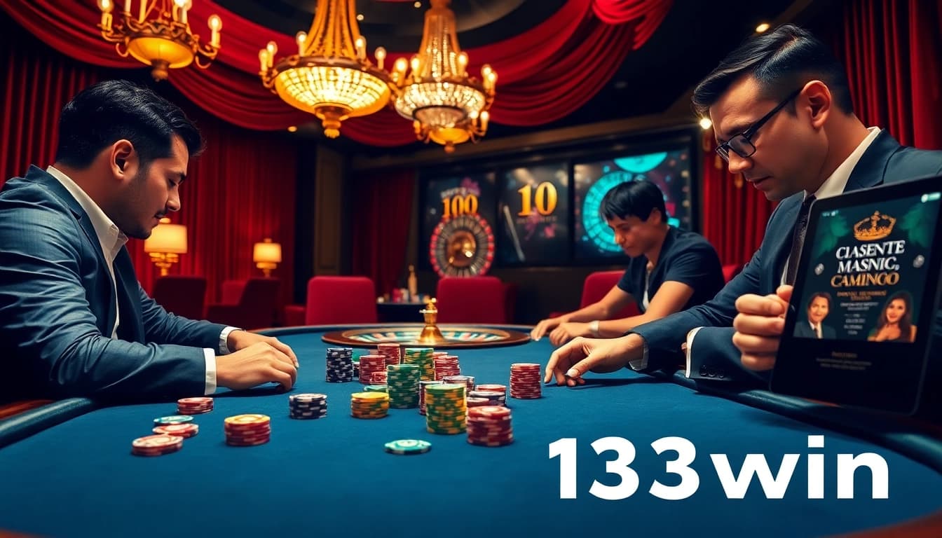 Experience high-stakes poker excitement at 13win with colorful chips and a roulette wheel.