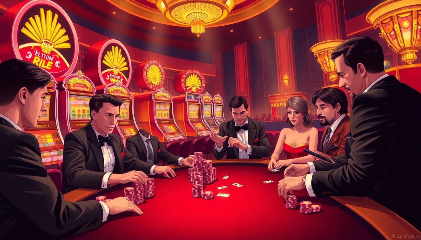 b52 club players enjoying a thrilling poker game at an elegant casino