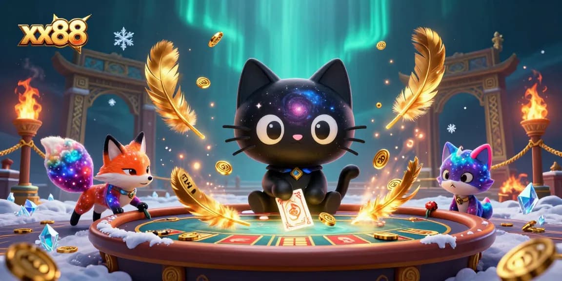 Engage in exhilarating games at xx88 with vibrant cosmic casino-themed illustration.