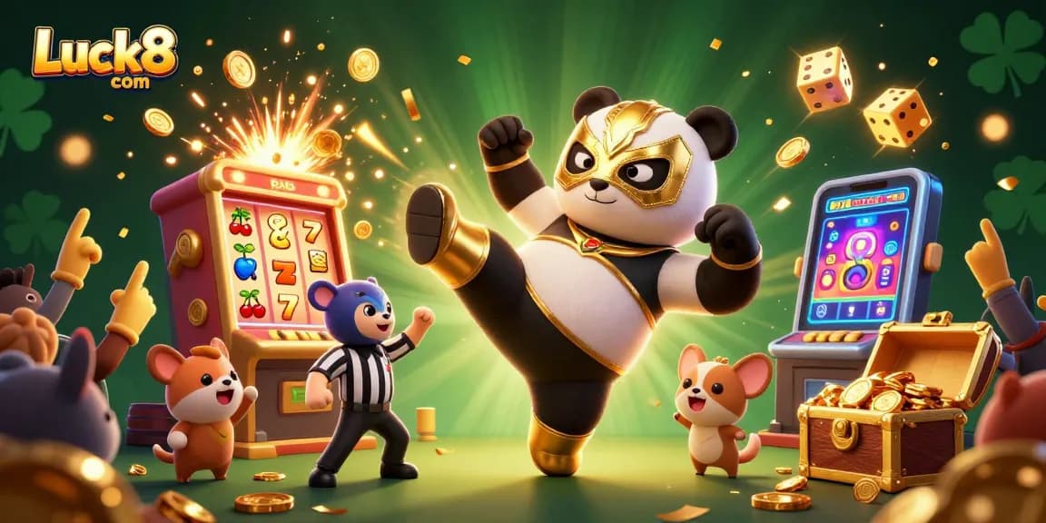 Experience thrilling gameplay at Luck8 com with animated characters and exciting casino elements.