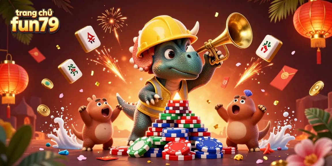 Engage with the vibrant world of trang chủ fun79 featuring dynamic characters celebrating at a thrilling casino scene.