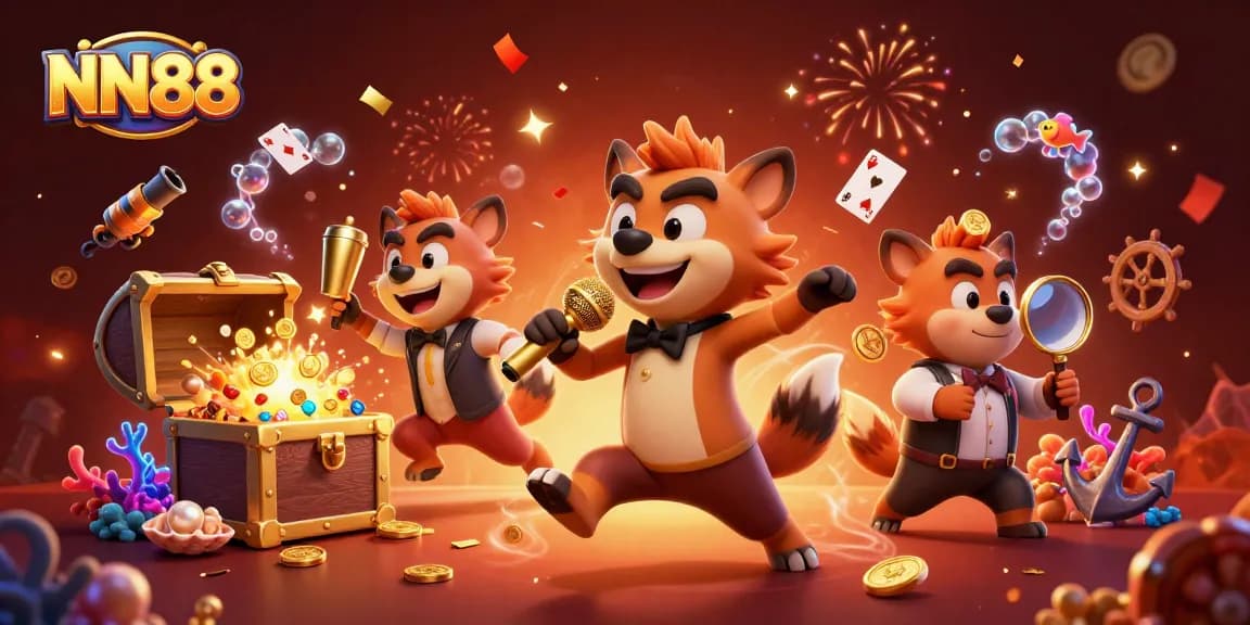 Join the fun at NN88's casino club as hyenas entertain and serve drinks amidst treasure-filled excitement.