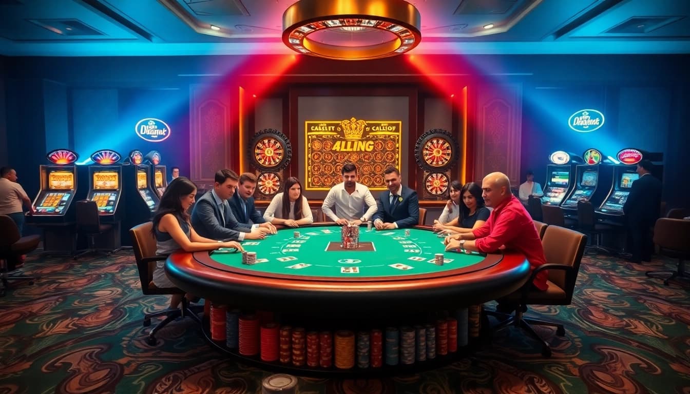 Experience the excitement of fun79 at a high-stakes poker table with vibrant gameplay and professional atmosphere.
