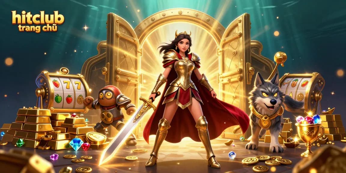 Experience the excitement of gaming with hitclub trang chủ's thrilling slot adventures in this vibrant 3D scene.