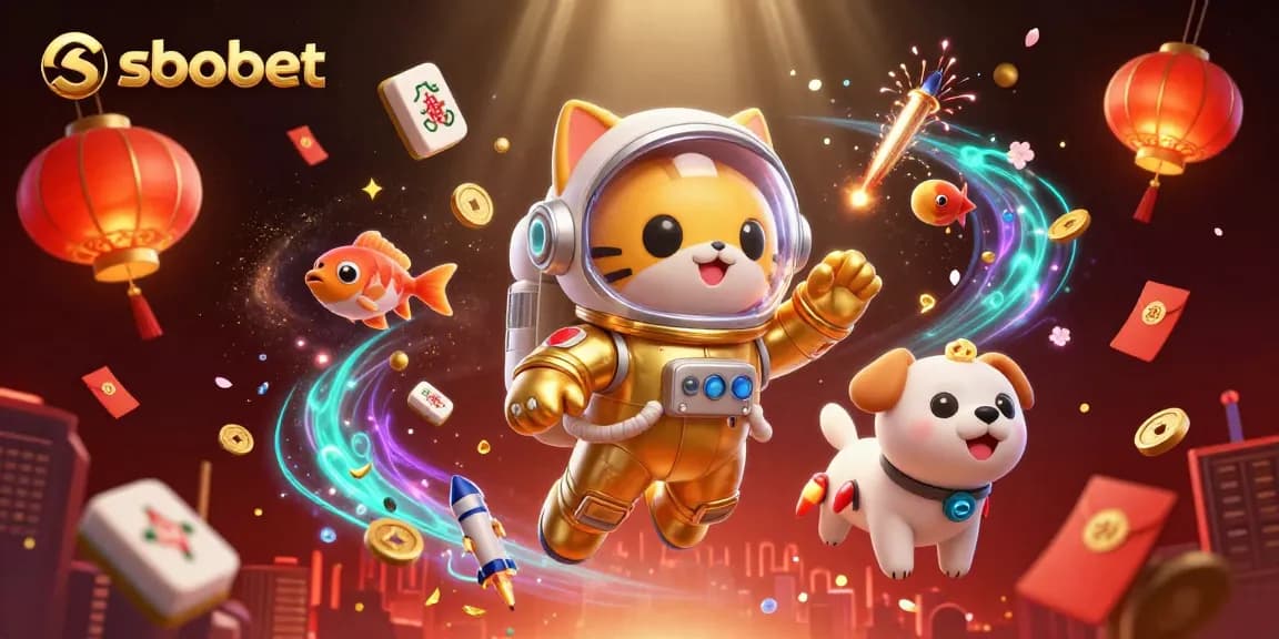 Experience sbobet’s thrilling adventure with a space cat, robot dog, and vibrant elements.