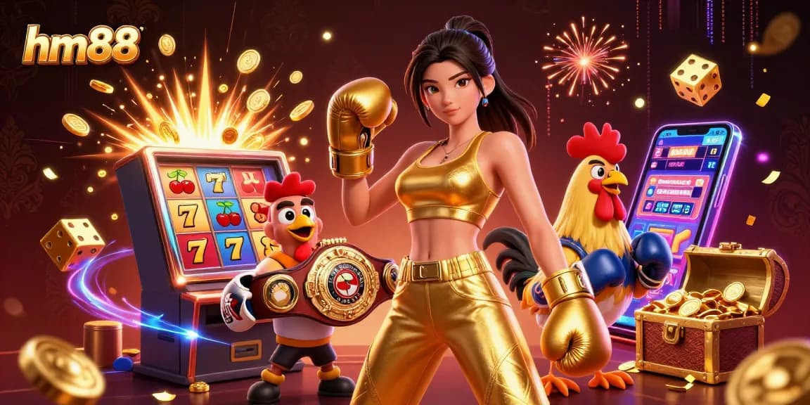 Experience thrilling gameplay at hm88, featuring an energetic scene with stunning characters and vibrant casino elements.