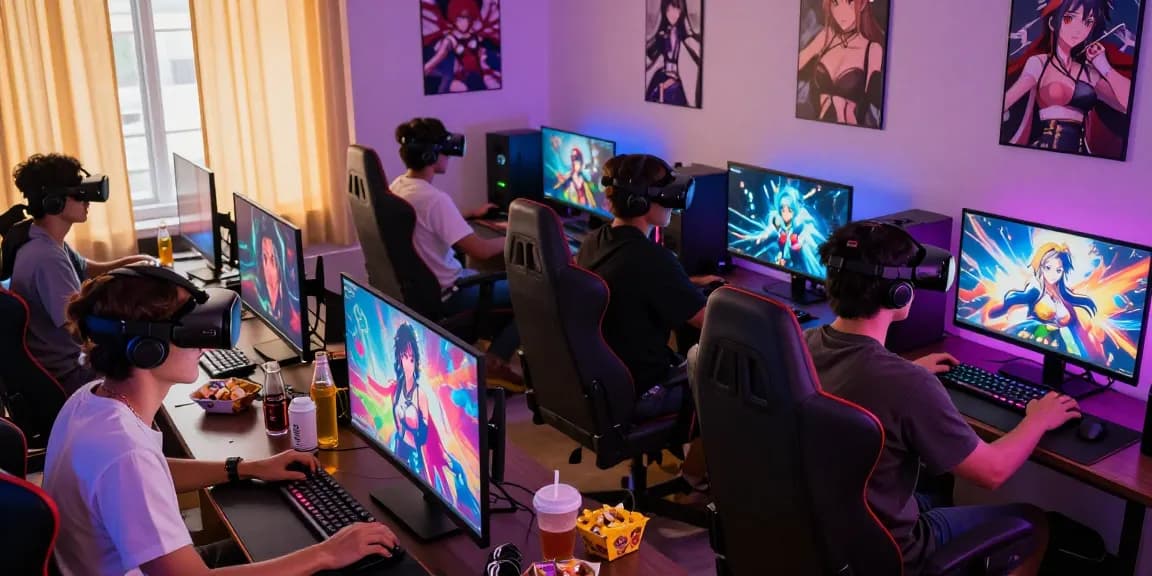 Players enjoying a thrilling hentai game session in a vibrant gaming setup.