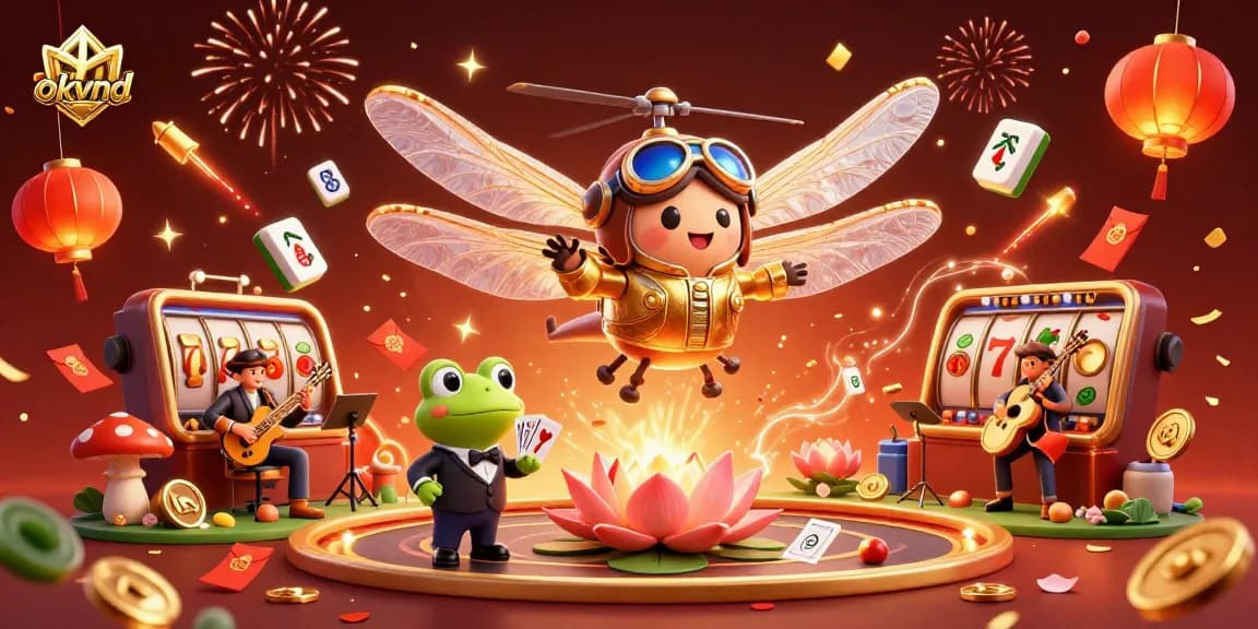 Experience excitement with okvnd in a vibrant casino scene featuring animated characters and dynamic gaming elements.