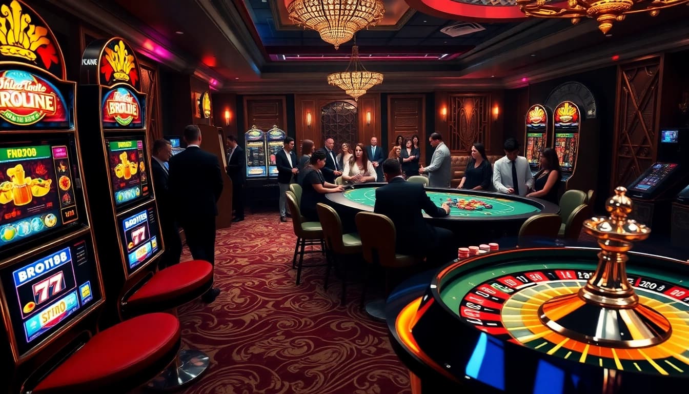 Experience the thrill of winning at Bro138 slot machines in a luxurious casino setting.