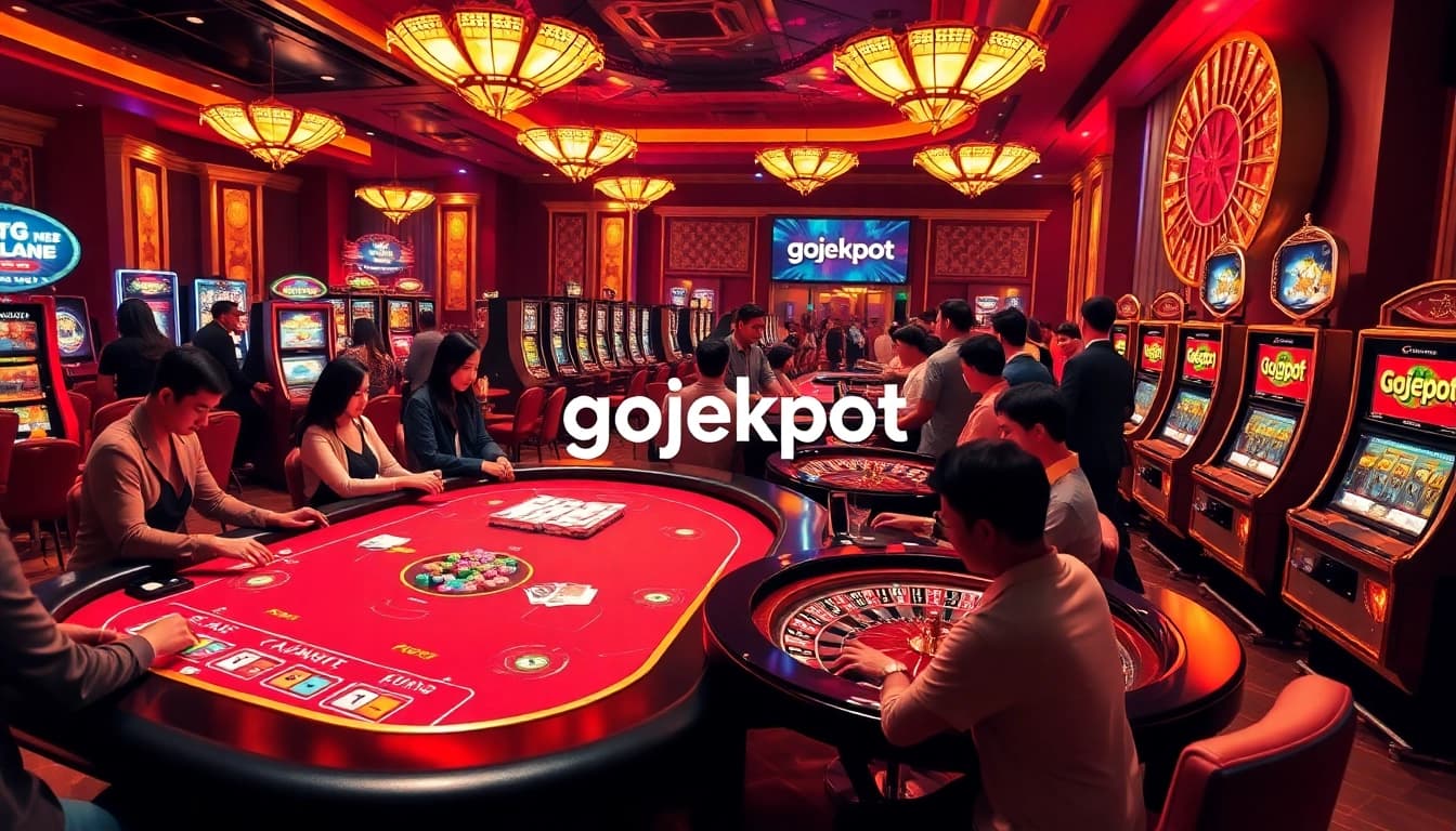 Experience thrilling gameplay with gojekpot at a sophisticated casino table featuring roulette and blackjack.