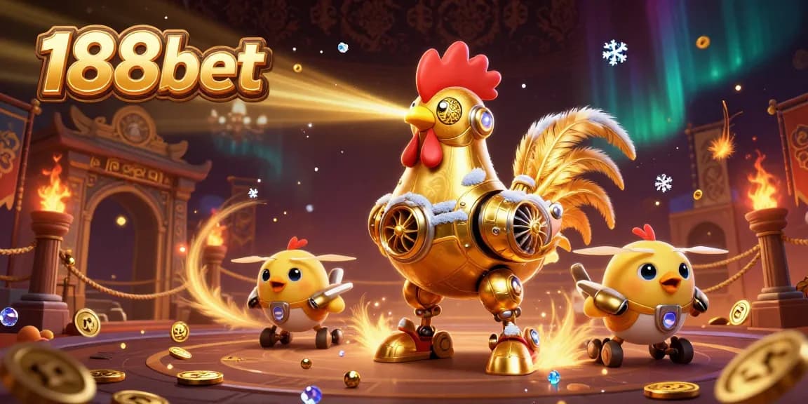 Engage in thrilling gameplay at 188bet with a vibrant casino scene featuring golden elements.