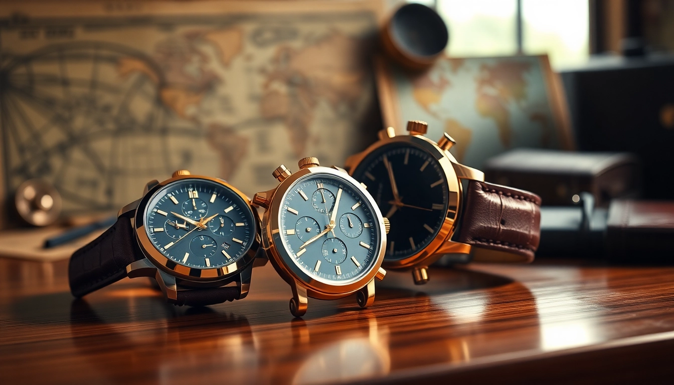 View stunning replica watches on a wooden table highlighting luxury craftsmanship and adventure.