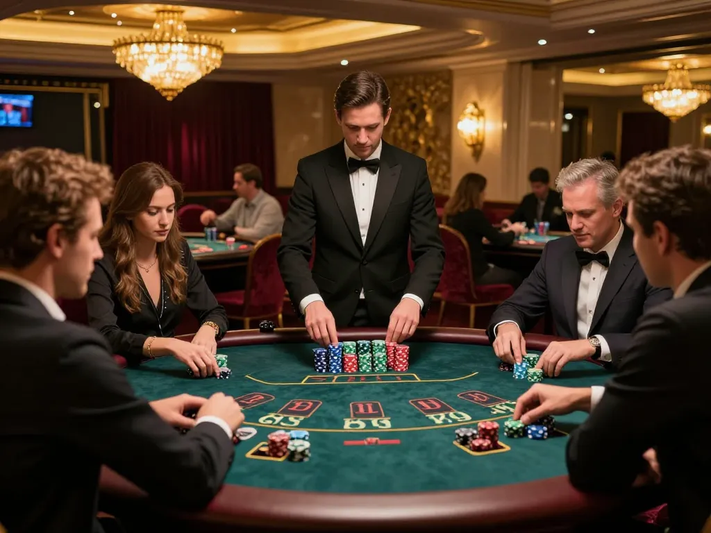 Experience dynamic blackjack gameplay at CM8888 with players placing bets and interacting with a professional dealer.