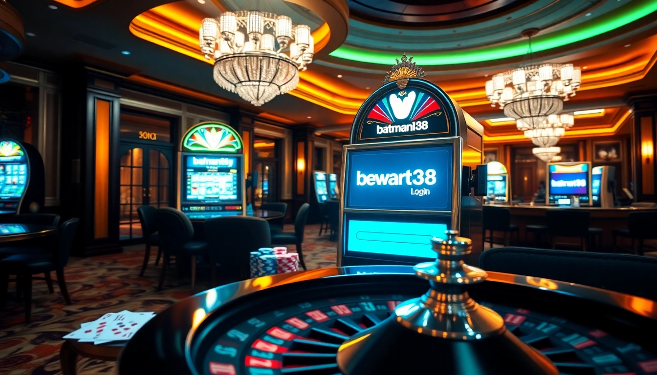 Experience the excitement of batman138 login with vibrant casino elements and luxury decor.