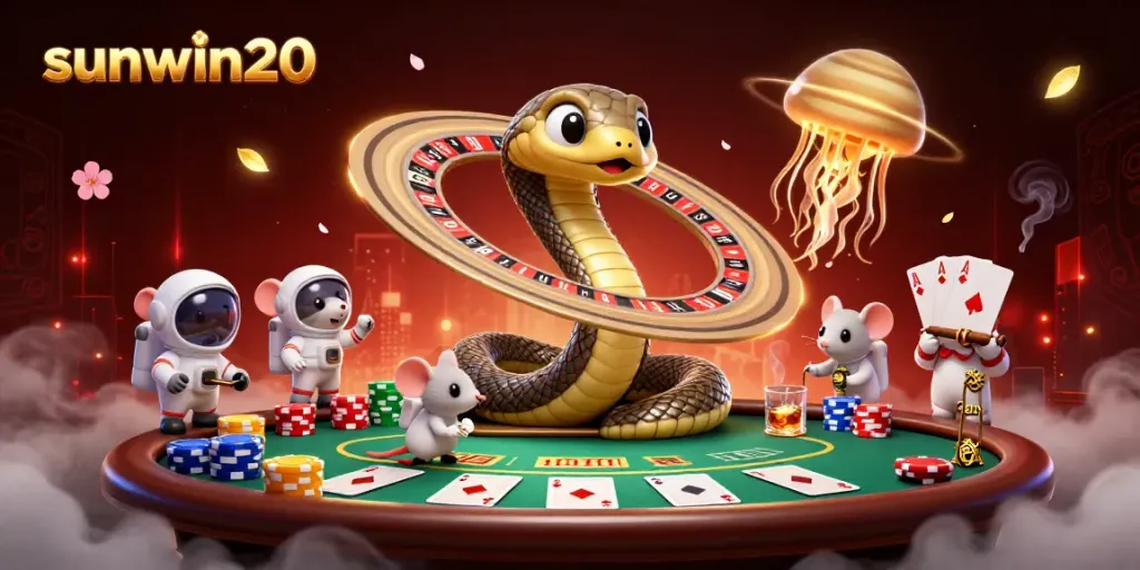 Engage in a vibrant scene of sunwin20 as a cosmic roulette experience with astronaut mice betting on opportunities.